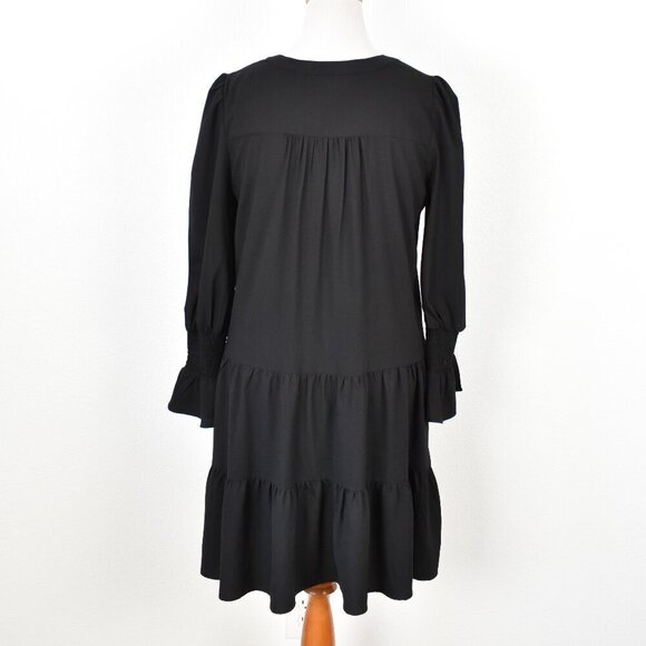 Pomander Place Kenzo Tiered Crepe Black Dress - L - Picture 7 of 11